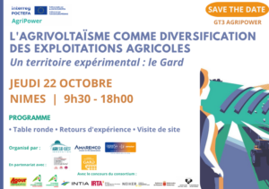 Jeudi 22 octobre de 9h30 à 18h – Nîmes – L&rsquo;agrivoltaïsme comme de diversification des exploitations agricoles. Un territoire expérimental : le Gard